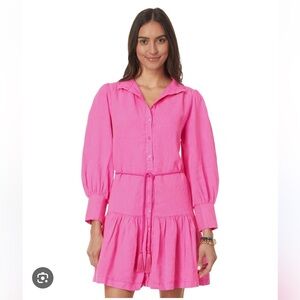 Lilly Pulitzer Drena Dropwaist Linen Dress Hot Pink Size 0